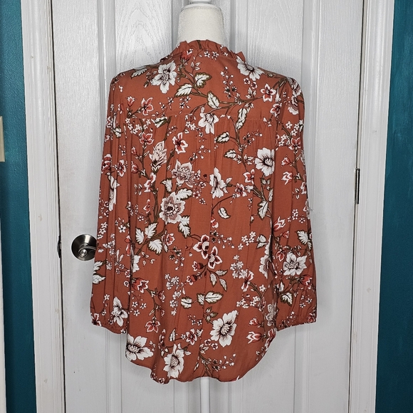Loft Rust Floral Top M - Picture 7 of 12